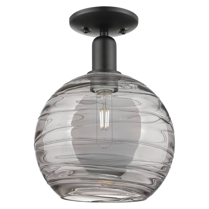 Innovations Lighting Endless Possibilities Arcadia - Athens Deco Swirl - 1 Light 10" Semi-Flush Mount - Matte Black
