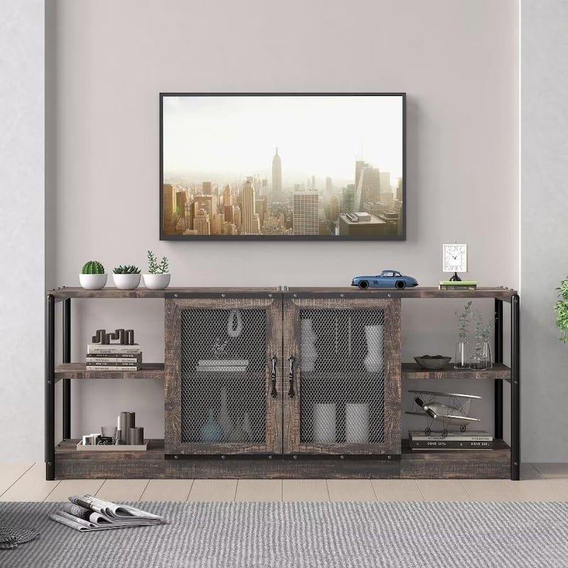 63" TV Stand Farmhouse Style TV Console Table - Oak