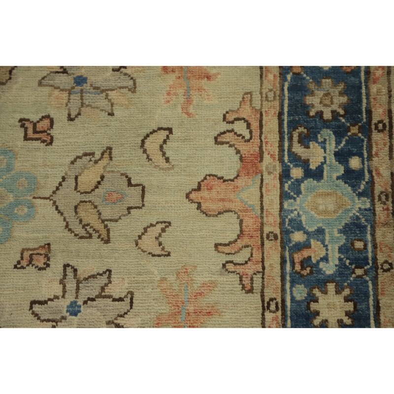 Hand Knotted Oriental 100% Wool Carpet Traditional All-Over Green Ziegler Runner Rug - 11' 10'' X 3' 1''
