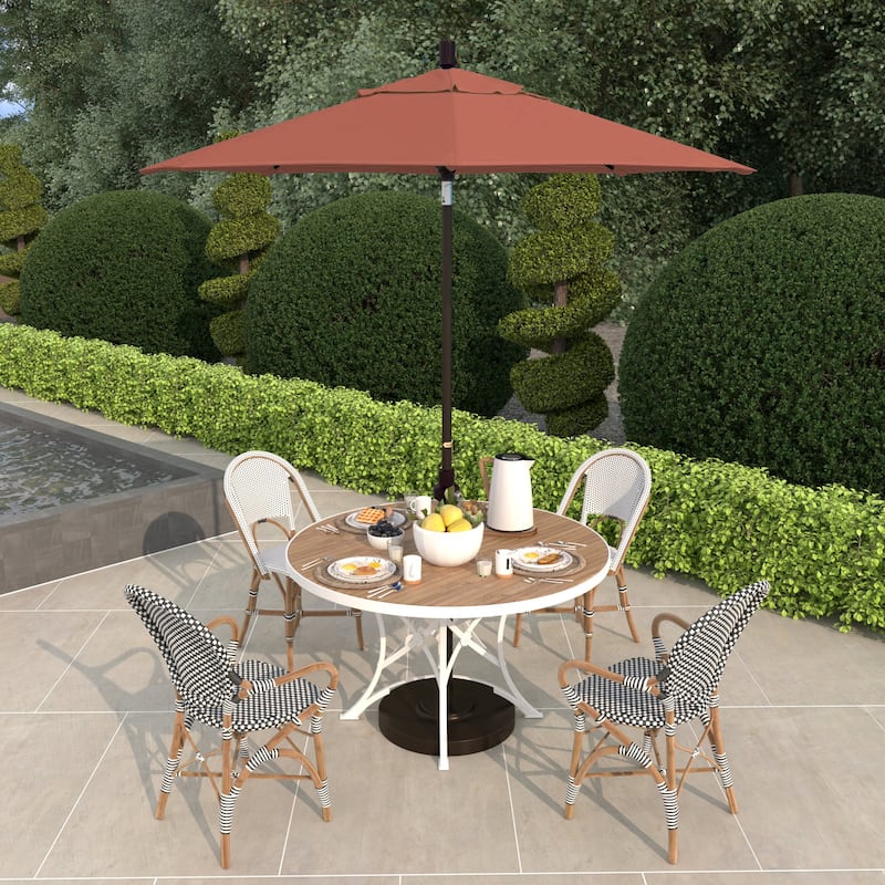 California Umbrella 7.5' Sun Master Patio Umbrella Bronze Aluminum Pole Fiberglass Ribs Crank Lift Tilting Olefin Royal Blue - Sunset