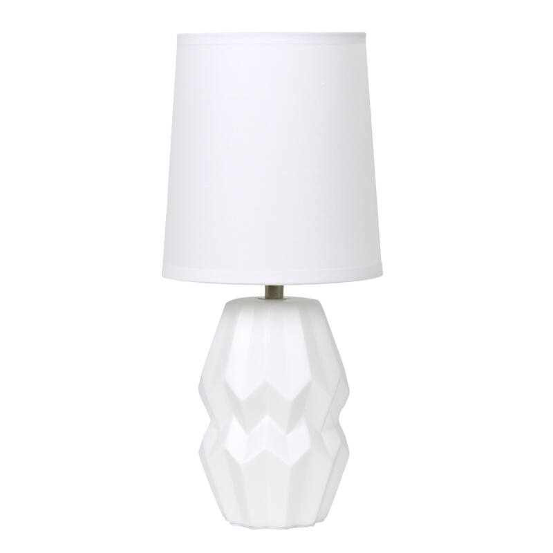 Geometric Ceramic Table Lamp with Drum Shade - 19.5" - White