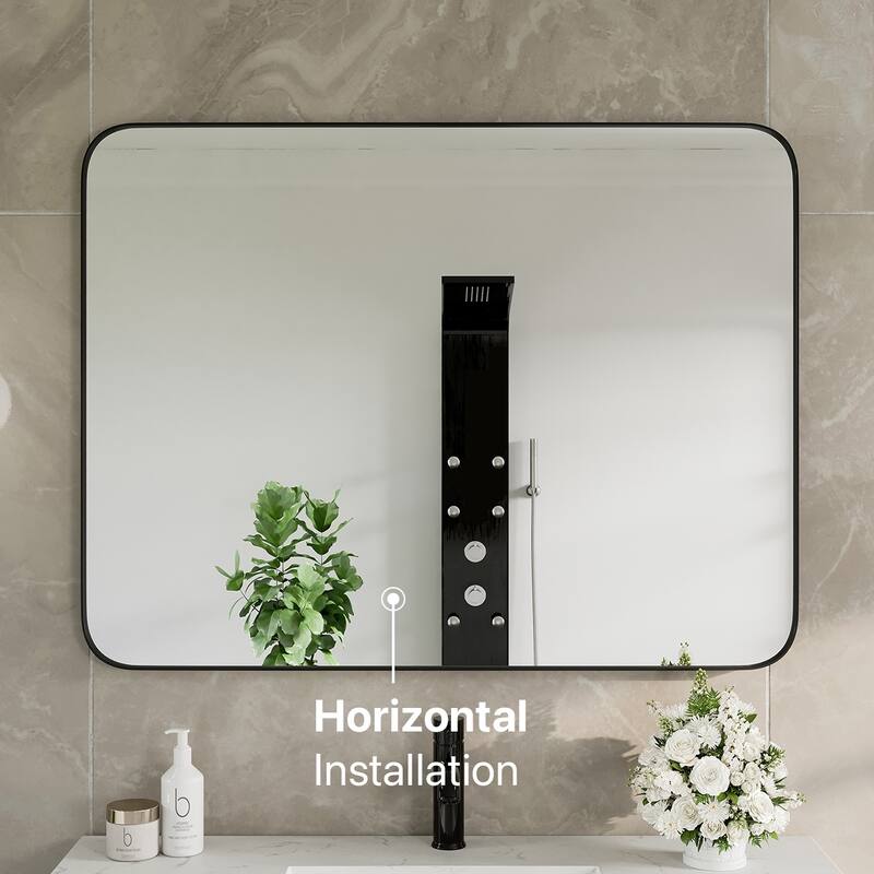 Eviva Harmony 27" x 35" Rectangular Black Metal Framed Mirror - N/A