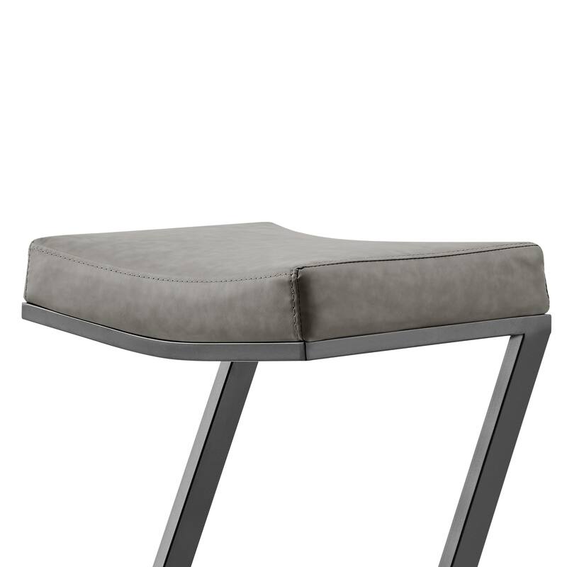 Armen Living Atlantis 30-inch Backless Bar Stool in Metal and Faux Leather