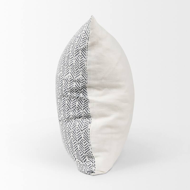 Jennelle Cream w/ Indigo Print Linen Square Decorative Pillow Cover