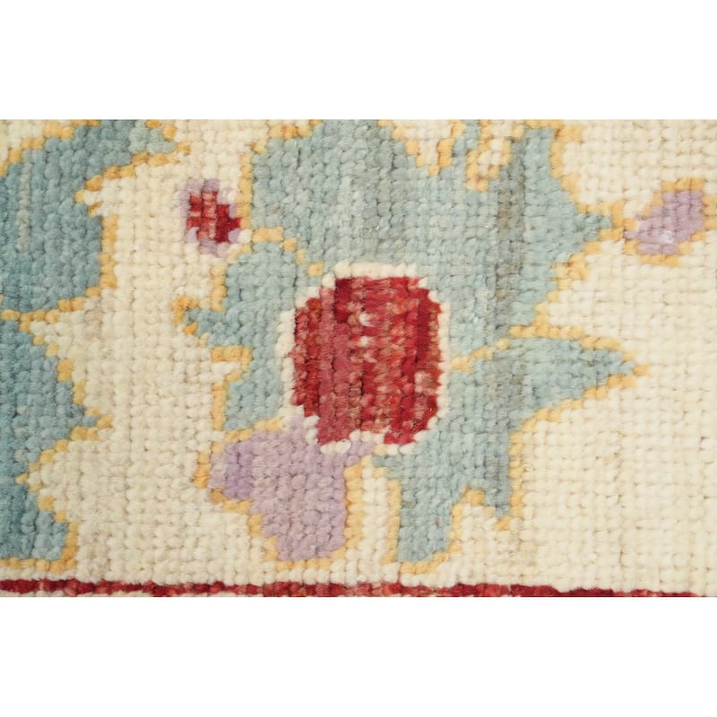 Hand Knotted Oriental 100% Wool Carpet Transitional Floral Navy Blue & Blues Oushak Runner Rug - 19' 5'' X 5' 0''