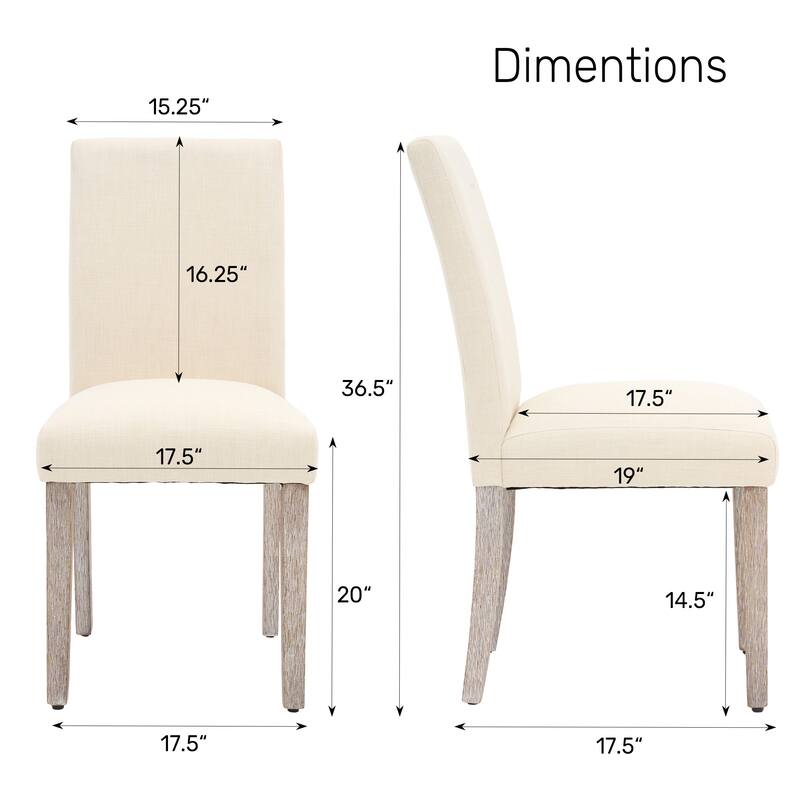 FERPIT 2 Pack Stylish Modern Armless Upholstered Dining Chairs - 17.5"W x 23"D x 36.5"H