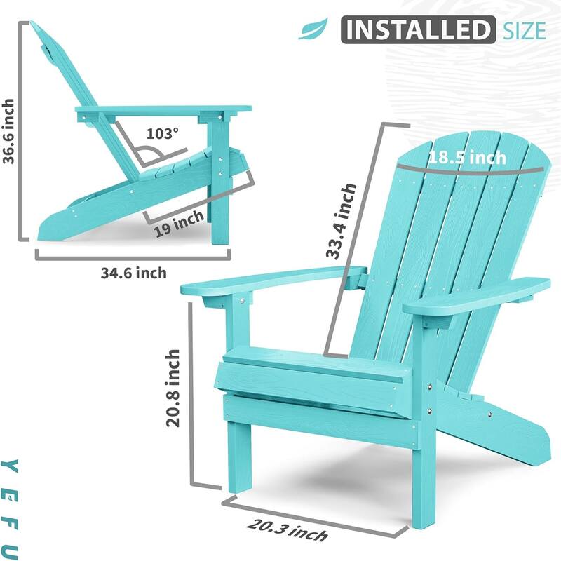 WINSOON All Weather HIPS Outdoor Plastic Adirondack Chairs Set of 2