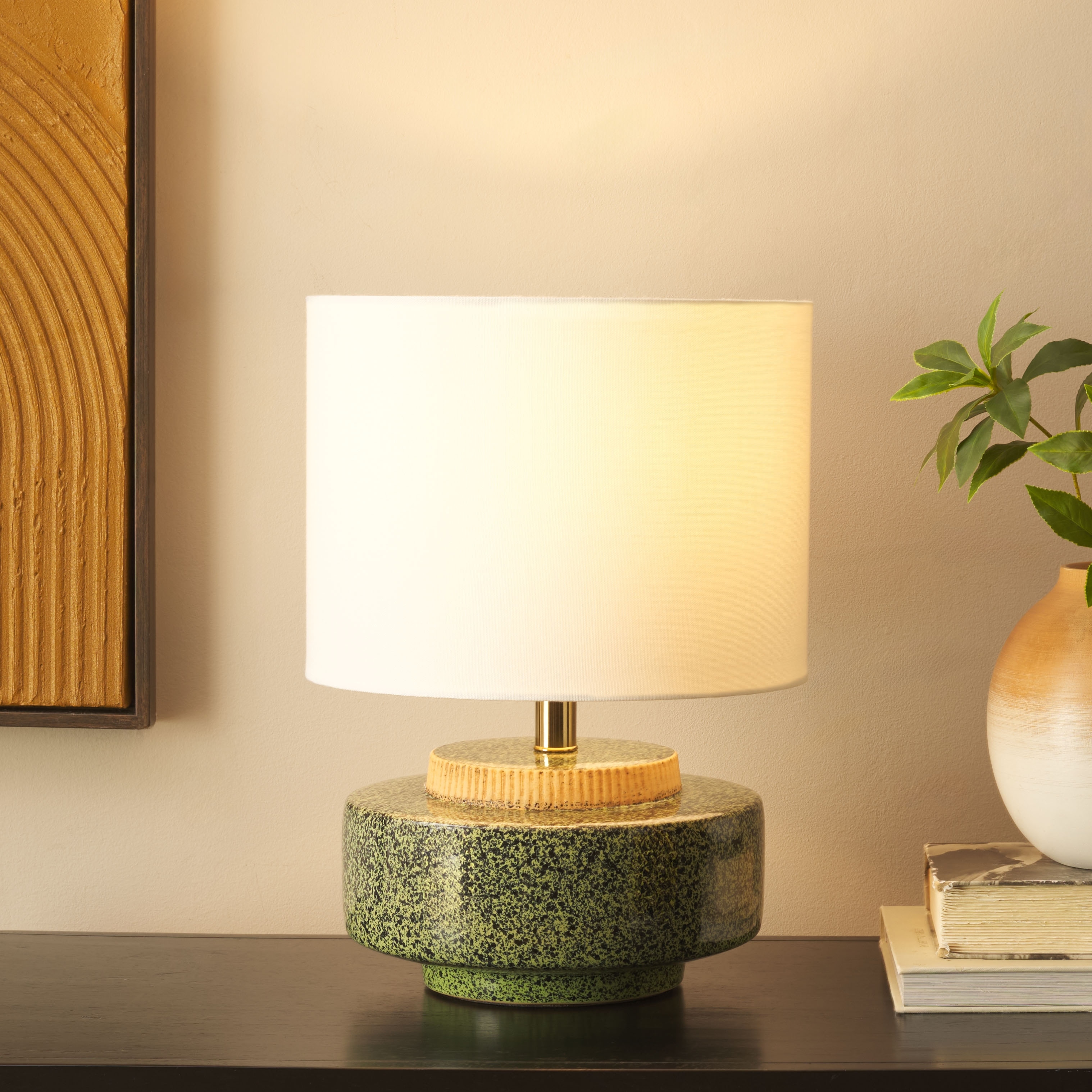 SAFAVIEH Lighting Chels Table Lamp 19-Inch Glazed Ceramic Base - 12"W x 12"D x 19"H