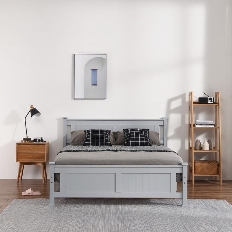 Vertical Decorative Core Bed Frame Grey Full/Twin