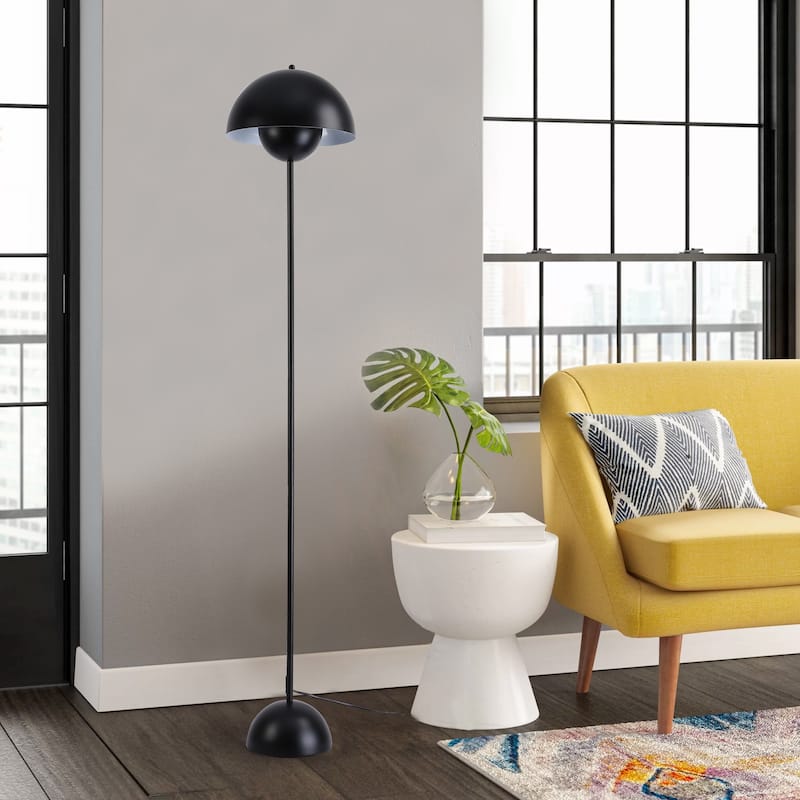 Industrial Metal Shade White/Black/Gold Floor Lamp with Foot Switch Modern Tall Standing Lamp for Living Room