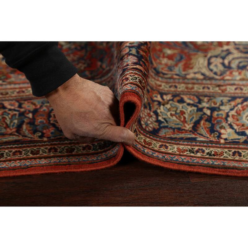 Antique Vegetable Dye Kashan Dabir Persian Wool Area Rug Handmade - 4'1" x 6'10"