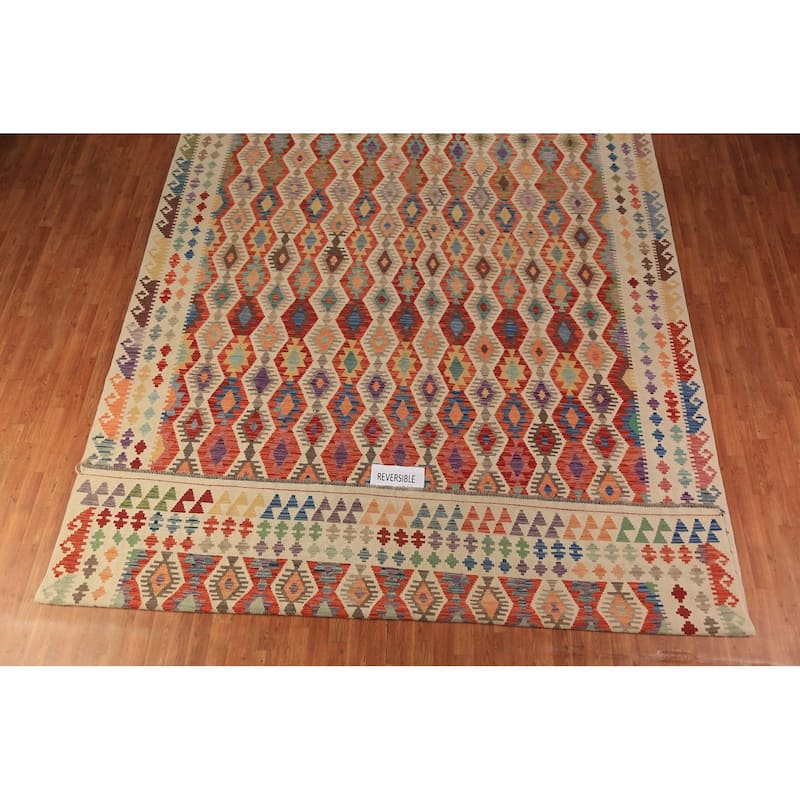Oriental Kilim Large Rug Hand-Woven Wool Carpet - 10'1"x 16'0"
