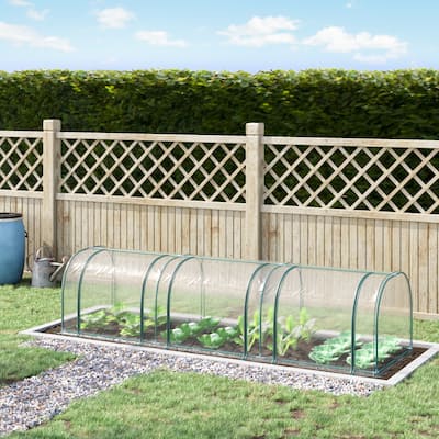 Outsunny 11.5' L x 3.25' W x 2.5' H PVC Metal Tunnel Greenhouse Kit with Strong Durable Materials for Year-Round Gardening
