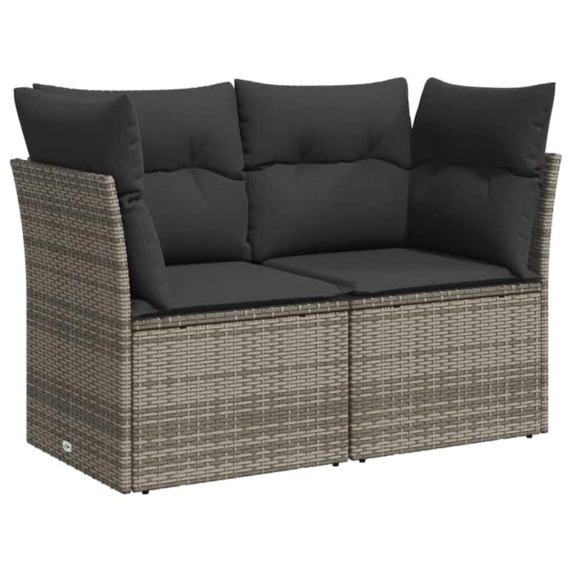 vidaXL Patio Sofa Set with Cushions Outdoor Furniture 6 Piece Poly Rattan - 21.7 x 39.4 x 28.7 in