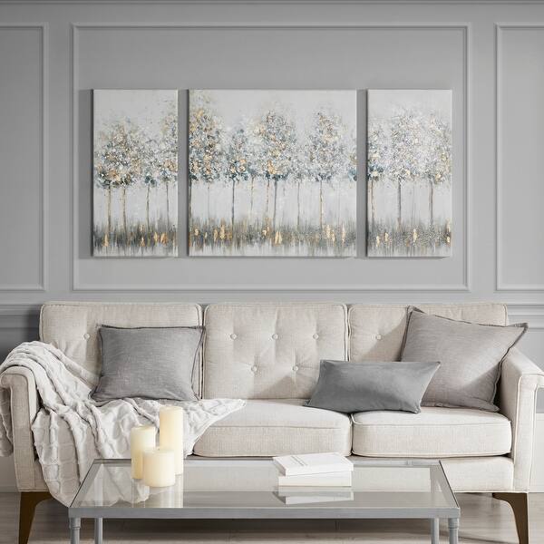 slide 1 of 7, Madison Park Blue Midst Forest 3-piece Printed Canvas Set Blue Multi