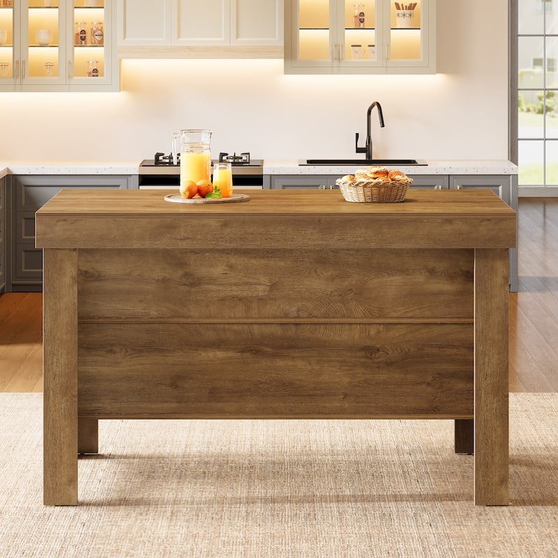 Kitchen Island with Seating and Storage Shelves