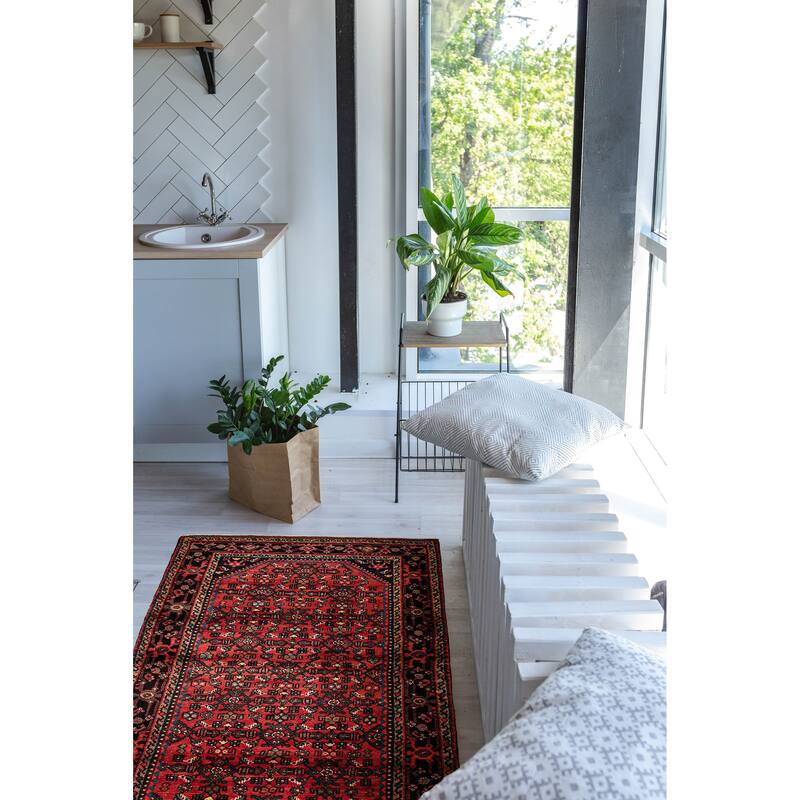 ECARPETGALLERY Hand-knotted Andelz Red Wool Rug - 3'11 x 10'1