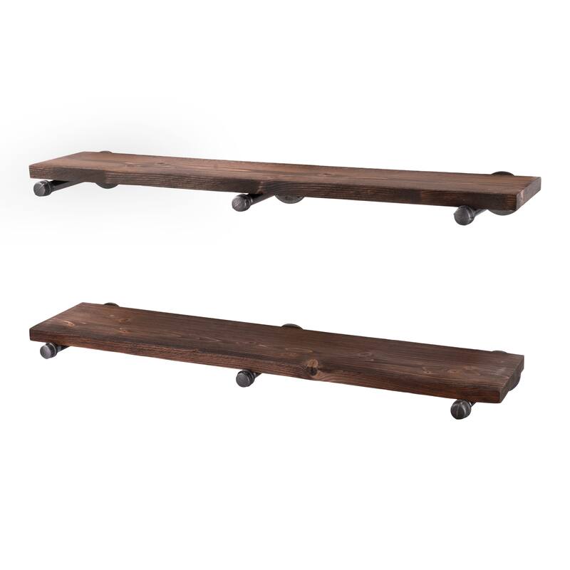 Restore Wood 36 in. Wall Shelf Straight Steel Pipe Brackets, Set of 2