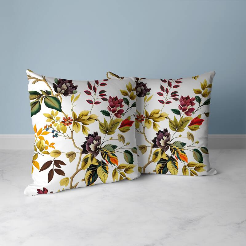 Majestic Gardens Faux Suede Reversible Throw Pillow White and Yellow