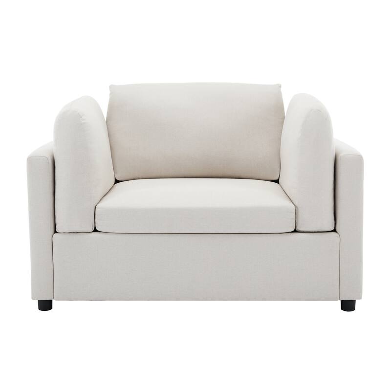 Modern Oversized Armchair with Ottoman, Single Sofa with Lumbar Support, Accent Chair, Reading Chair for Bedroom, Living Room