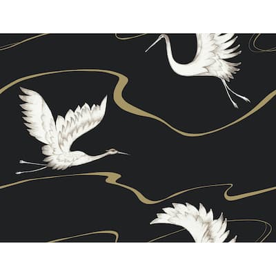 Metz Vinyl Soaring Cranes Wallpaper 27 in x 27 ft = 60.75 sq ft