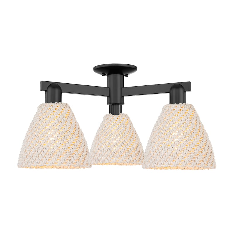 Innovations Lighting 716-3F-11-25 Natural Ballston Dome Semi-Flush - Matte Black / Natural