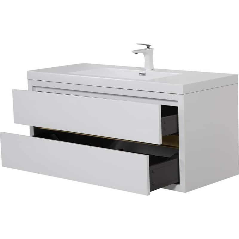 Abruzzo 48" Wall-Mount Bathroom Vanity with Stone Resin Top and Dual Soft-Close Drawers