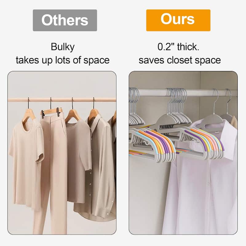 Javlergo 25/50 Pack Heavy Duty Plastic Hangers, 360º Swivel Hook Coat Hangers, Non-Slip, Space-Saving