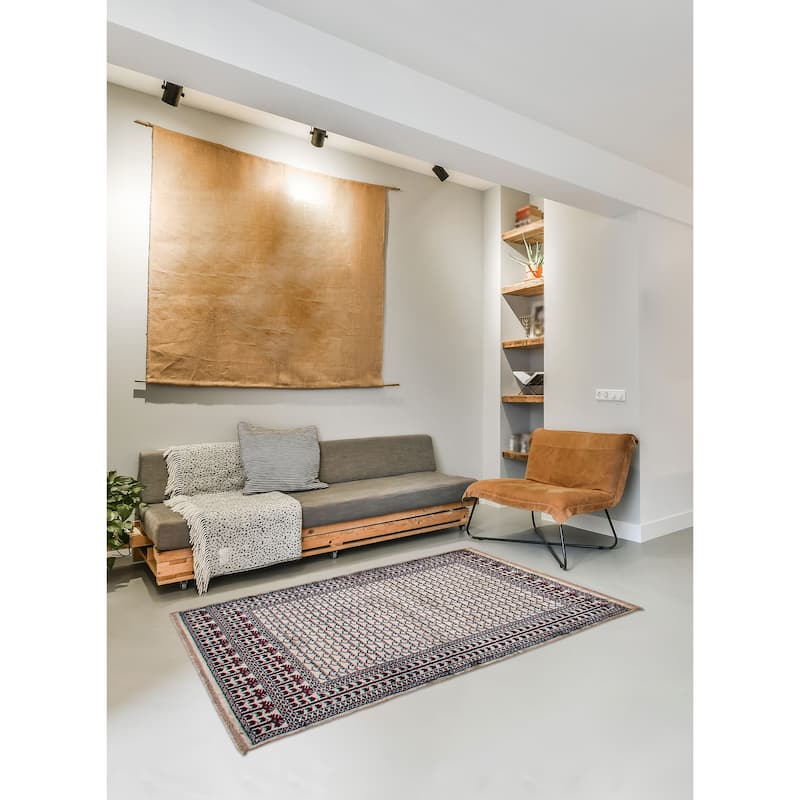 ECARPETGALLERY Hand-knotted Kashmir Grey Viscose Rug - 3'11 x 6'3
