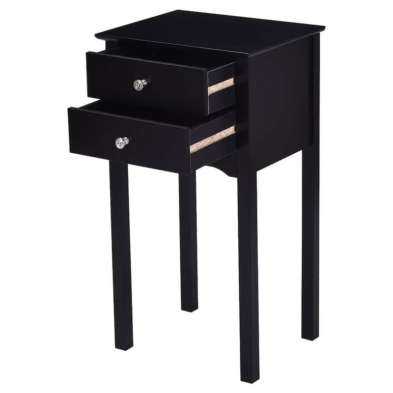 Gymax Side Table End Accent Table Night Stand W/ 2 Drawers Furniture