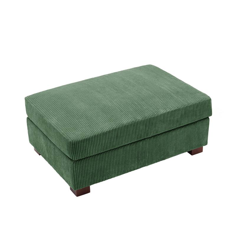 Modern Rectangle Oversized Stripe Corduroy Ottoman