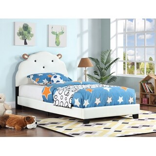 Sheep Design Upholstered Twin Size Platform Bed for Kids, with Slatted Bed Base, Stability and Sturdiness