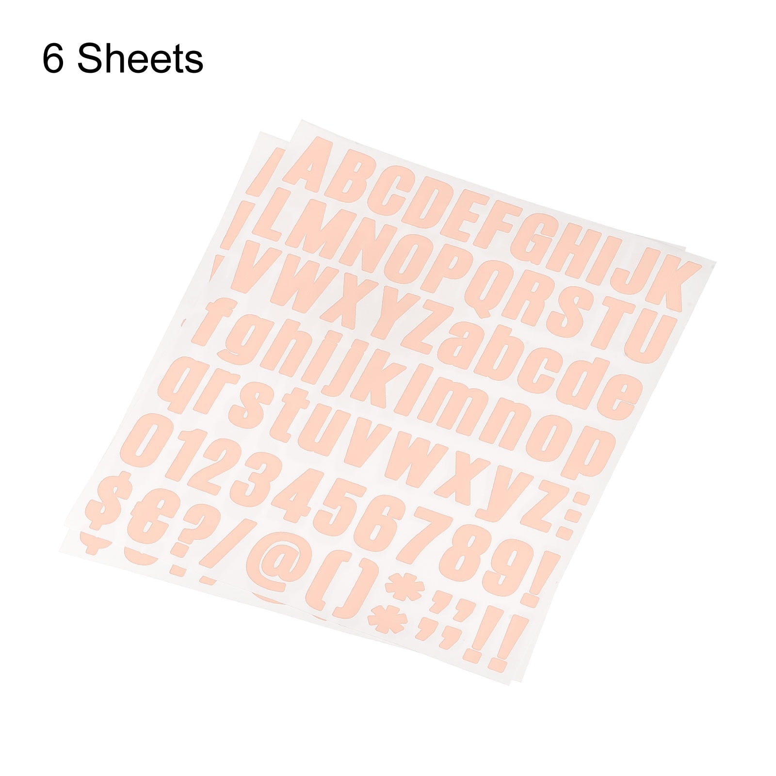 1 inch Self Adhesive Waterproof Vinyl Letter Number Stickers 6 Sheet Light Pink - Light Pink