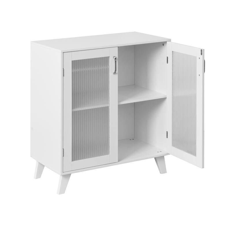 Modern Bathroom Cabinet Storage Organizer with Glass Doors and Adjustable Shelf