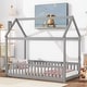 preview thumbnail 34 of 48, Twin Size Solid Wood House Bed with Guardrails for Toddlers Grey