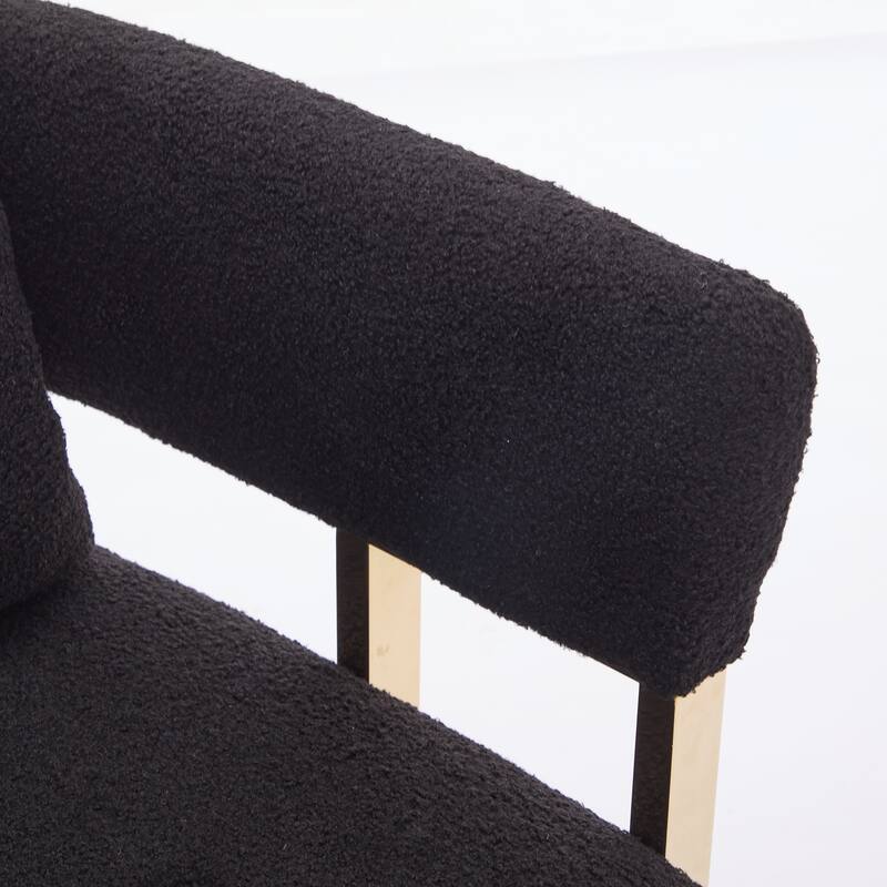 Teddy Fleece Modern Accent Chair with Gold Metal Legs and High-Rebound Cushion