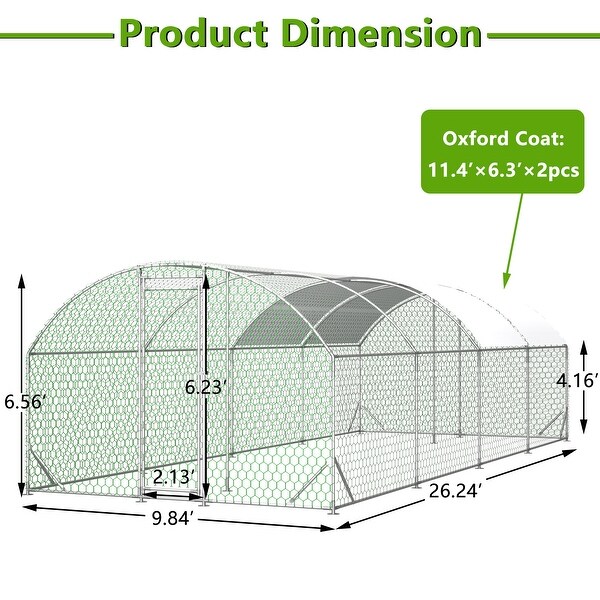 GDFStudio - Theodore Extra-Large 26'x9' Walk-In Metal Chicken Coop