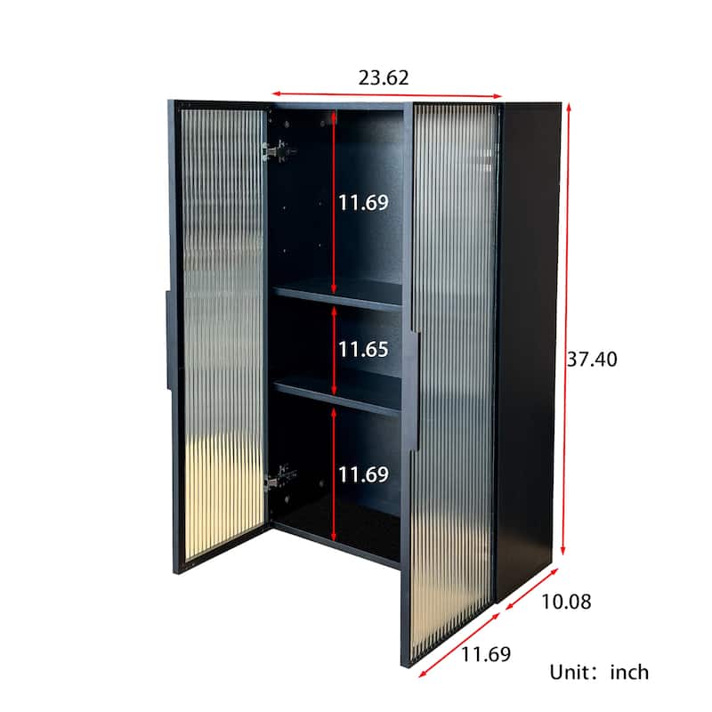 Wall Mounted Storage Cabinet with Glass Door, Bathroom & Kitchen Wall Cabinet for Bathroom, Toilet & Balcony