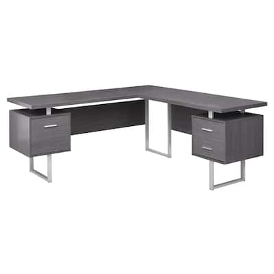 L Shaped Computer Desk with Storage - Modern Corner Desk, Home Office Workstation, Grey Finish, 70"