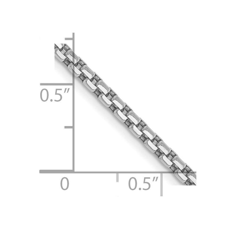 Curata 14k White Gold 2.45mm Hollow Round Box Chain Bracelet