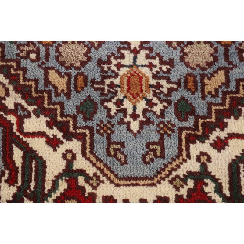 Geometric Blue Heriz Serapi Oriental Accent Rug Handmade Wool Carpet - 3'2" X 5'0"