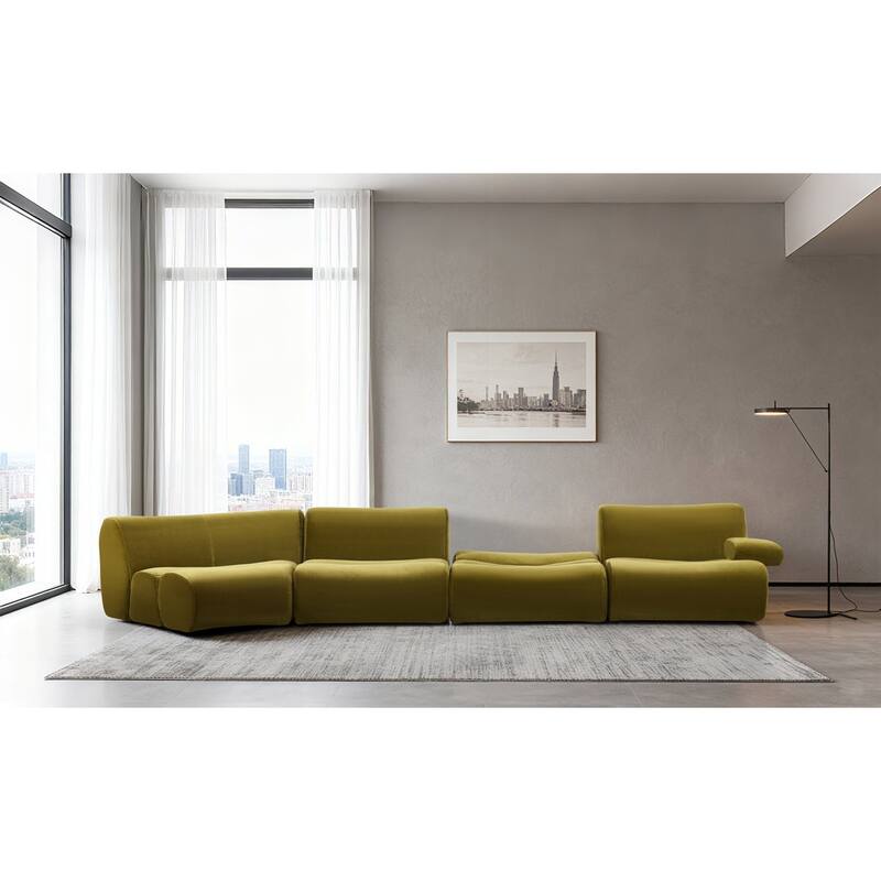 Ernest Premium Satin Velvet Modular 4pc Sectional Sofa