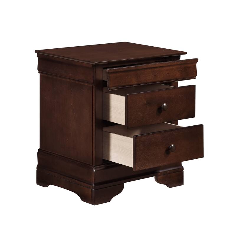 Traditional Solid Wood Nightstands, Bedroom Bedside Storage Cabinet, Living Room Side Table with Drawers, Entry Side Table