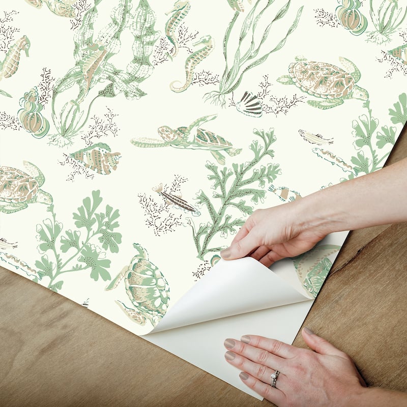 Scalamandre Jade & Sandstone Garparilla Peel & Stick Wallpaper