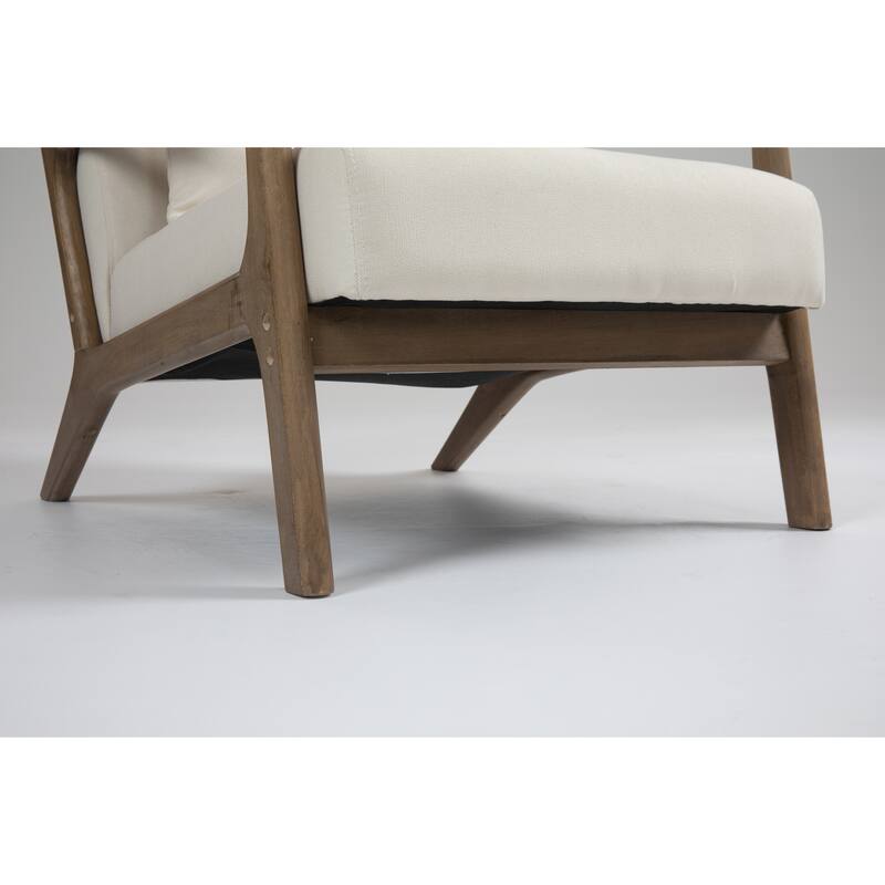 Upholstered Accent Chair with Lumbar Pillow, Living Room Chairs with Solid Wood Frame, Lounge Reading Armchair