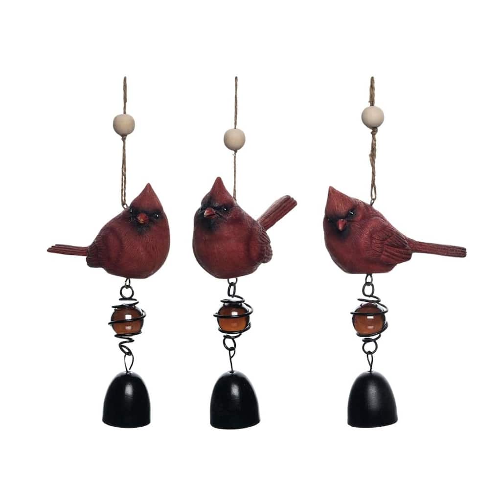 Transpac Resin Cardinal Bell Set of 3 Spring Home Decorations