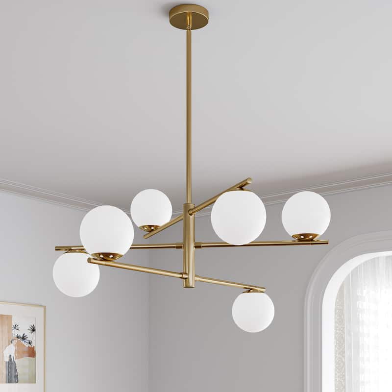 Modern 6-Light Large Bubble Sputnik Chandelier with Frosted Glass