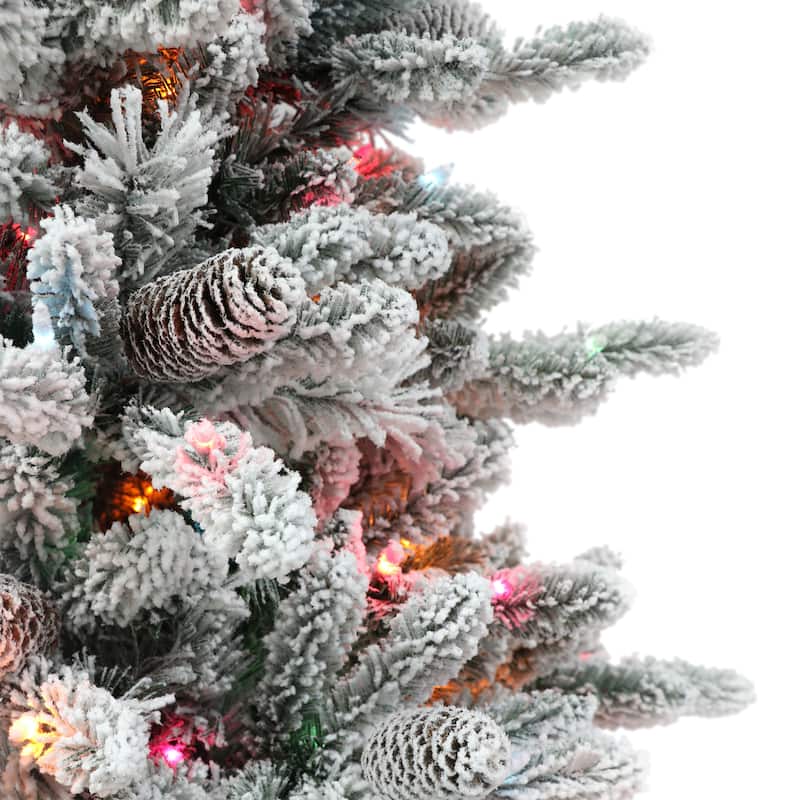 Puleo International 6.5 ft. Pre-lit Flocked ‎Bennington Fir Tree