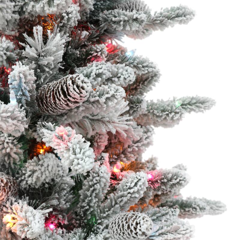 Puleo International 6.5 ft. Pre-lit Flocked ‎Bennington Fir Tree
