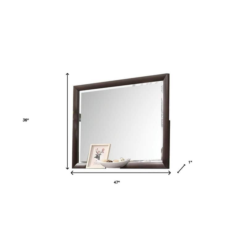 HomeRoots 36" Merlot Wood Framed Mounted Dresser Mirror - 47' X '36' X '1
